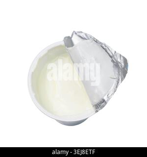 an open yogurt pot on a transparent background Stock Photo