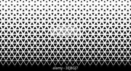 Repeating triangles pattern. Triangular shapes background with faded effect. Simple geometric mosaic texture. Minimalistic black and white ornament Stock Vector
