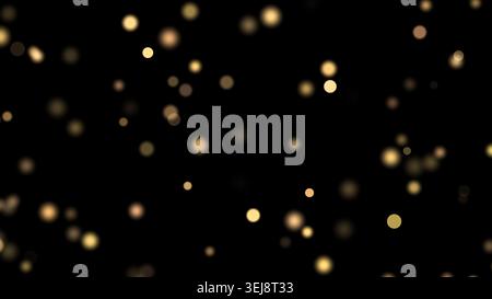 blurred golden bokeh particles for overlay design abstract gold glitter circle isolated on black festive christmas holiday magic luxury shine concept Stock Photo