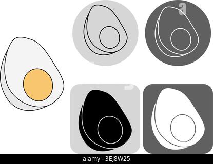 Half hard boiled egg Egg logotype hand drawn illustration. Vector graphic line art. Silhouette sign for logo, print, comics, fashion, pop art, boards Stock Vector