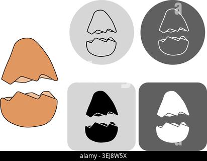 Broken egg shell Egg logotype hand drawn illustration. Vector graphic line art. Banner, poster, wrapping paper, sticker, print, modern textile design Stock Vector