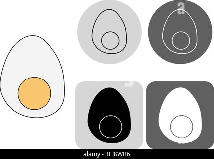 Half boiled egg icon Egg logotype hand drawn illustration. Vector graphic line art. Perfect for cafe logo, branding, packaging, labels, and modern dec Stock Vector