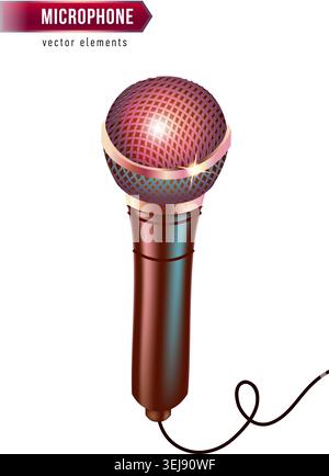 Shiny microphone isolated on white Stock Vector
