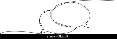 continuous line drawing of two overlapping speech bubbles, symbolizing conversation, line art vector illustration Stock Vector