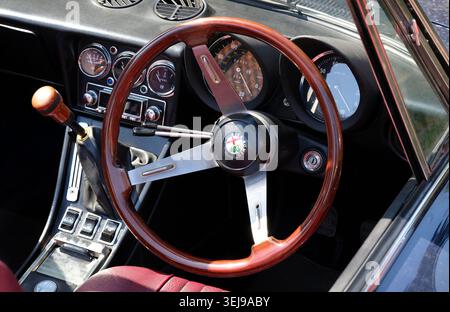 alfa romeo italian sports car, steering wheel and dashboard, norfolk, england Stock Photo