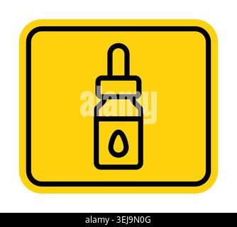 Simple yellow icon representing a dropper bottle with clear liquid symbolizes precision in measurement for laboratory or health applications. Stock Vector