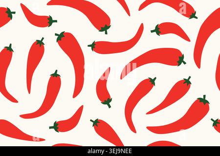 seamless pattern with chili peppers; ideal for food packaging, kitchen textiles, wallpapers, backgrounds, restaurant branding and summer design projec Stock Vector