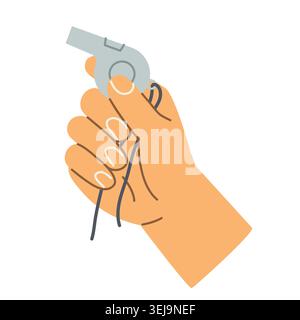 coach, referee holding whistle, sports authority concept for football, soccer training, competition, and game management- vector Illustration Stock Vector