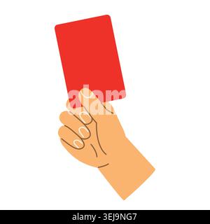 soccer referee hand showing red card, football penalty concept for sports rules, foul, match, and tournament design- vector Illustration Stock Vector