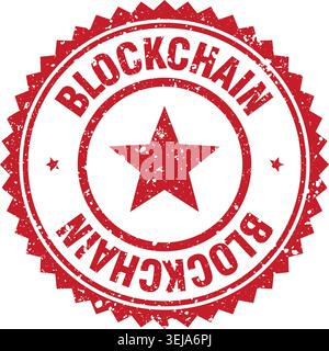 blockchain stamp. blockchain red grunge round stamp Stock Vector
