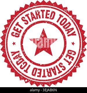 get started today stamp. get started today red grunge round stamp Stock Vector