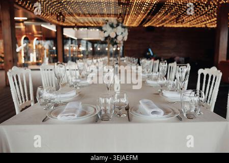 Elegant table set for a sophisticated dinner Stock Photo