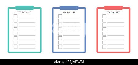 Grid paper with to do list. Checklist vector illustration in flat style. Set of template planners for schedule, agenda, cards, checklists, notebooks Stock Vector
