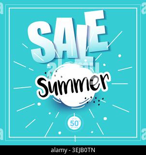 Poster Summer sale. sun on a yellow background. lettering Summer. special offer with sun sign. Stock Vector