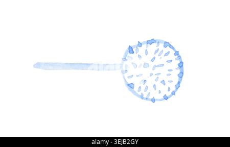 Blue watercolor dandelion against white background with soft brushstrokes and abstract artistic style Stock Photo