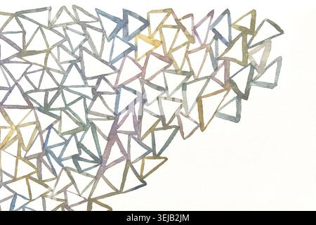 Colorful geometric abstract watercolor art with intersecting triangles on white background Stock Photo