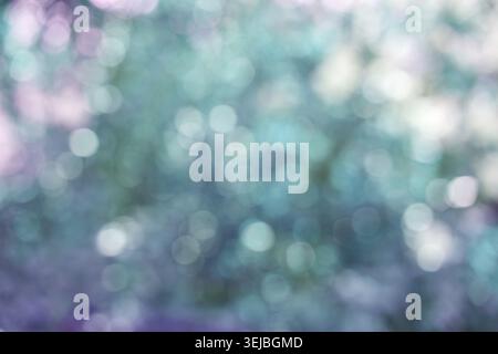 Abstract pastel bokeh background with soft blue and purple circular light patterns Stock Photo