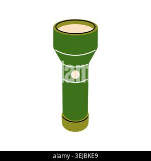 Green pocket flashlight vector illustration isolated on white background Stock Vector