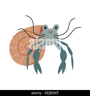 Cute Hermit Crab Cartoon Character Vector Illustration Stock Vector