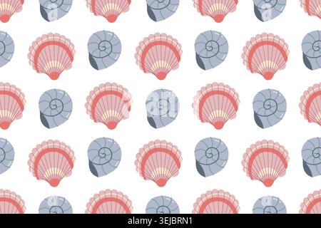 Cute Seashells Seamless Pattern Vector Background Stock Vector