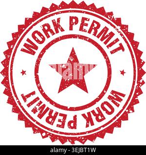 work permit stamp. work permit red grunge round stamp Stock Vector