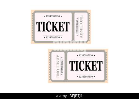 Vector empty ticket template. Isolated modern coupon mockup for travelling, movie, theater, airplane. Blank white tickets, icon. Concert, festival Stock Vector