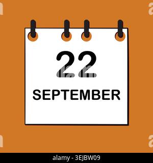 September 22. Daily Calendar icon for design. Simple design for business brochure, flyer, print media, advertisement. Easily editable Stock Vector