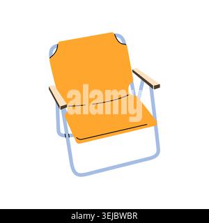 Orange folding camping chair vector illustration isolated on white background Stock Vector
