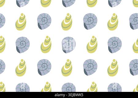 Cute Seashells Seamless Pattern Vector Background Stock Vector