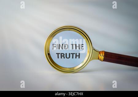 Concept Of Search, Focus And Investigation Minimal Scene. FIND THE TRUTH. Stock Photo