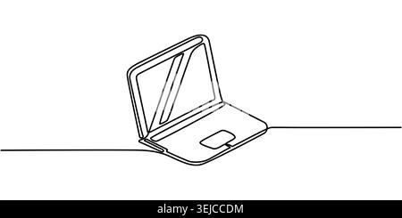Minimalist Continuous Line Drawing of a Laptop Stock Vector