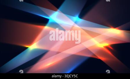 abstract background featuring vibrant blue and orange intersecting light beams glowing geometric pattern on dark backdrop for tech designs Stock Vector