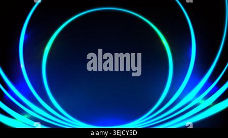 glowing neon blue and green circular frame illuminates a dark futuristic background, perfect for content creators seeking a sci-fi tech backdrop Stock Vector