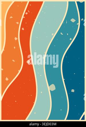 Warm and blue tones groovy color poster. Stock Vector
