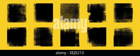 Rolled ink textures letterpress square backgrounds vector illustration Stock Vector