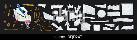 Crumpled torn paper pieces set vector illustration Stock Vector