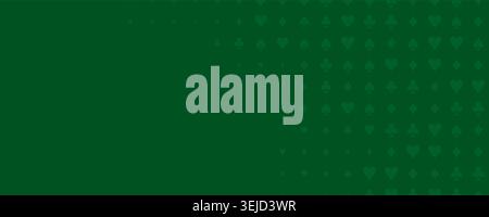 Casino poker suits seamless pattern, spades, hearts, clubs, diamonds texture on felt dark green background. Playing card symbols backdrop for gambling Stock Vector