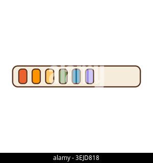 Retro computer loading bar with rainbow pride flag colors. Vintage style user interface progress status bar. Vector illustration isolated on white bac Stock Vector
