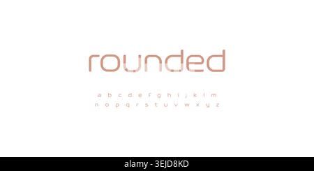 Rounded futuristic style alphabet. Thin line letter set font, minimalist type for modern logo, elegant monogram, digital device and hud graphic Stock Vector