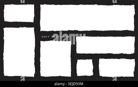 Abstract Brutalist Paper Frame Layout Template Set Stock Vector