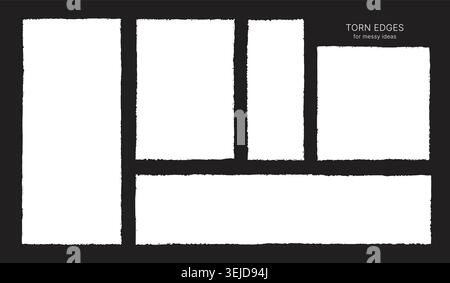 Grunge Torn Paper Frame Template Collection Stock Vector