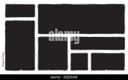 Hand Drawn Comic Frame Layout Template Set Stock Vector