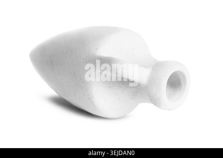 White plaster blank empty amphora vase lying on white background Stock Photo