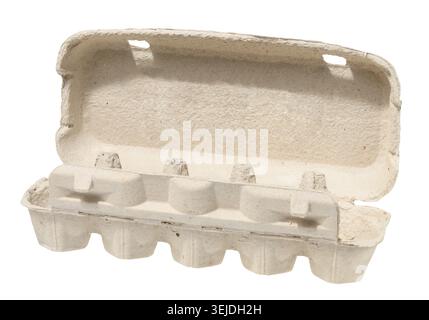 White recycled egg carton box on isolated background Stock Photo