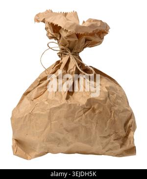 Brown kraft paper bag for packaging products in stores on an isolated background Stock Photo