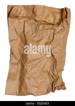 Empty crumpled brown paper bag on isolated background Stock Photo