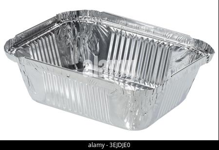 Empty foil baking dish on isolated background Stock Photo