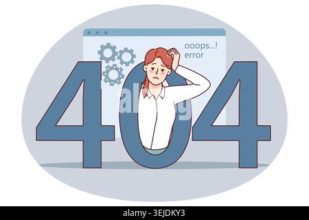 Confused woman have error message on computer Stock Photo