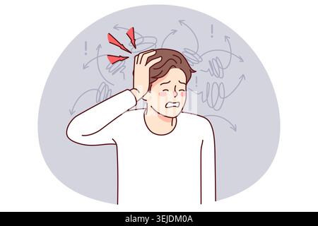 Unhealthy man suffer from headache Stock Photo