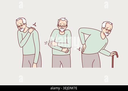 Unwell old grandfather suffer from health problems Stock Photo